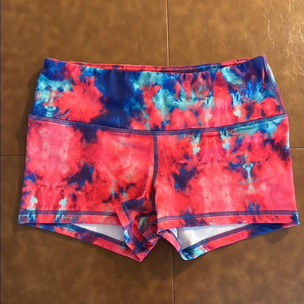 Fleo pink and Blue Tie-Dye Athletic Shorts